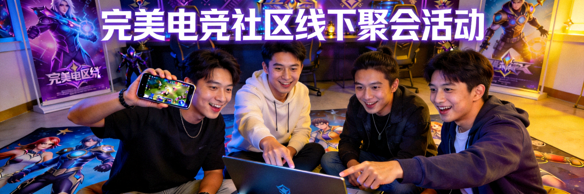 完美电竞社区线下聚会活动 - 玩家们聚集在一起交流游戏心得